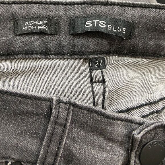 STS Blue Ashley High Rise Skinny Jeans Size 27 Faded Black Studded Raw Step-Hem - Picture 6 of 10